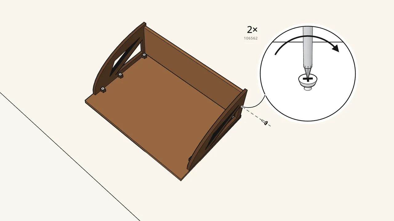 Step 13: Slide the widest board into the brackets. — IKEA BRUSALI assembly