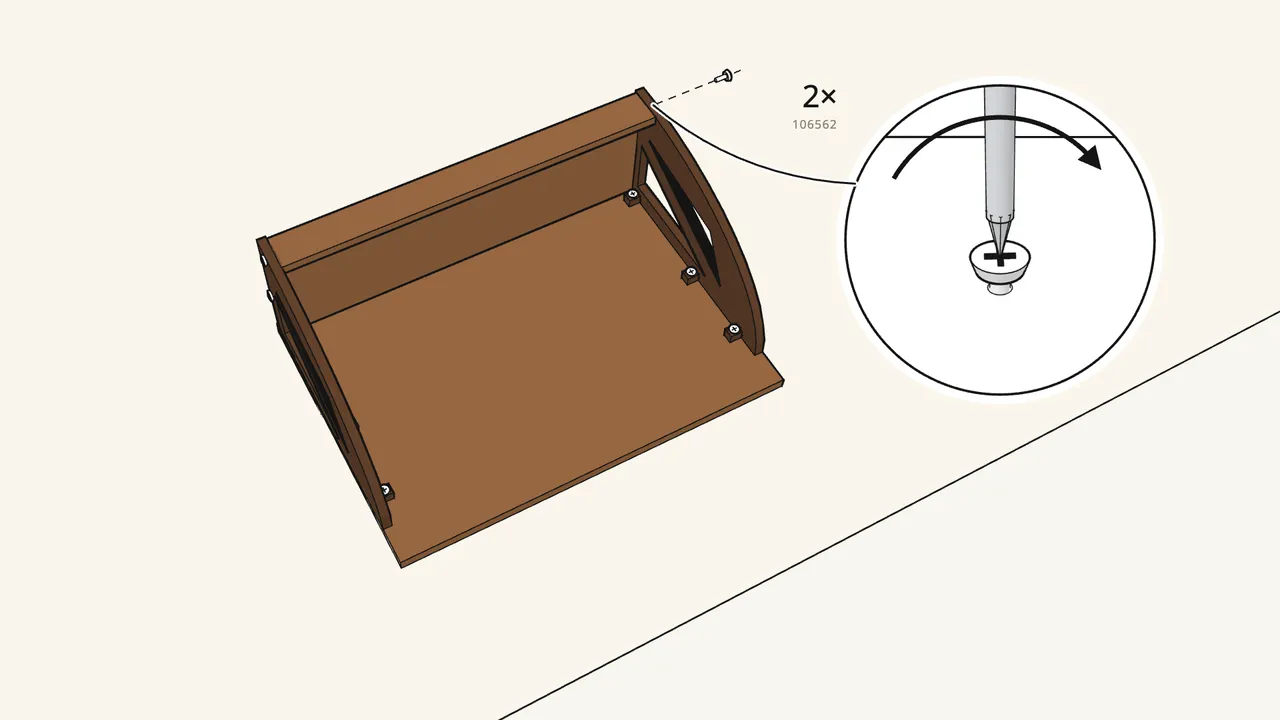 Step 14: Clip the narrowest board into the bracket tips. — IKEA BRUSALI assembly