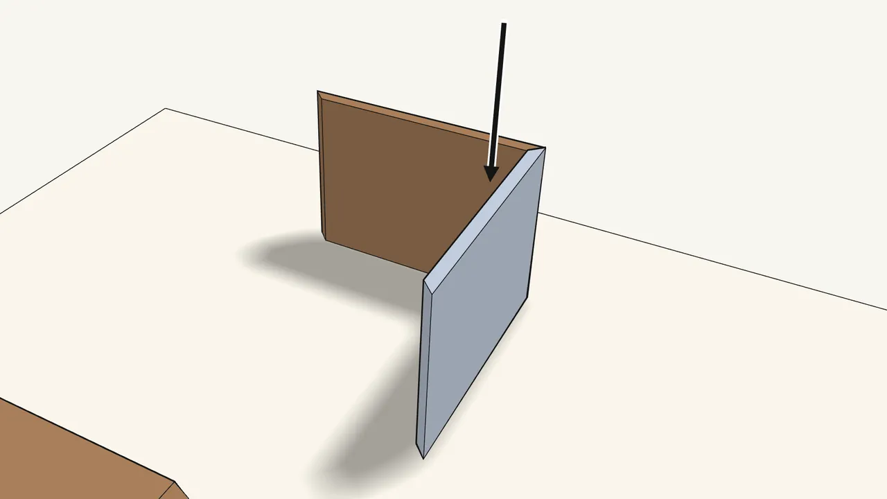 Step 2: Join the first two panels: slide the pegs down into the keyholes. — IKEA EKET assembly