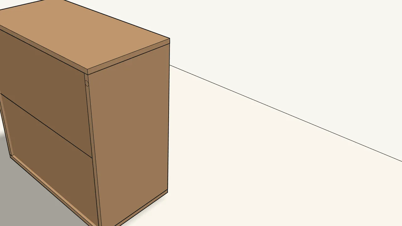 Step 5: Slide the bottom panel down to close the frame, then stand it upright. — IKEA EKET assembly