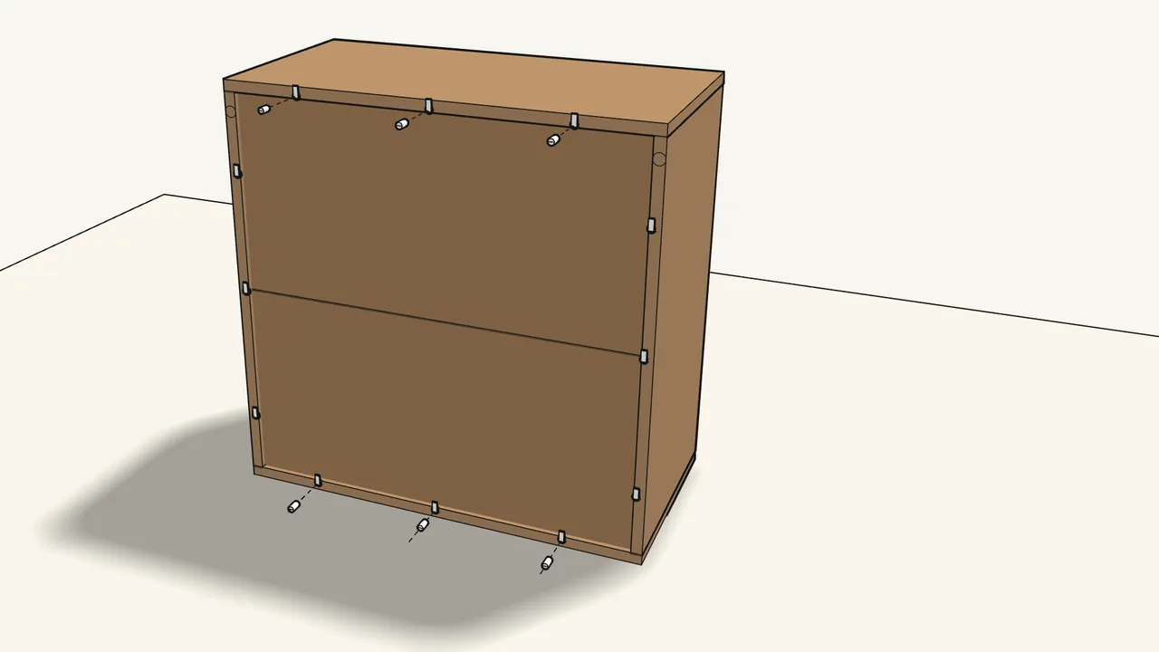 Step 7: Fit 12 clips (10093081) around the back panel. — IKEA EKET assembly