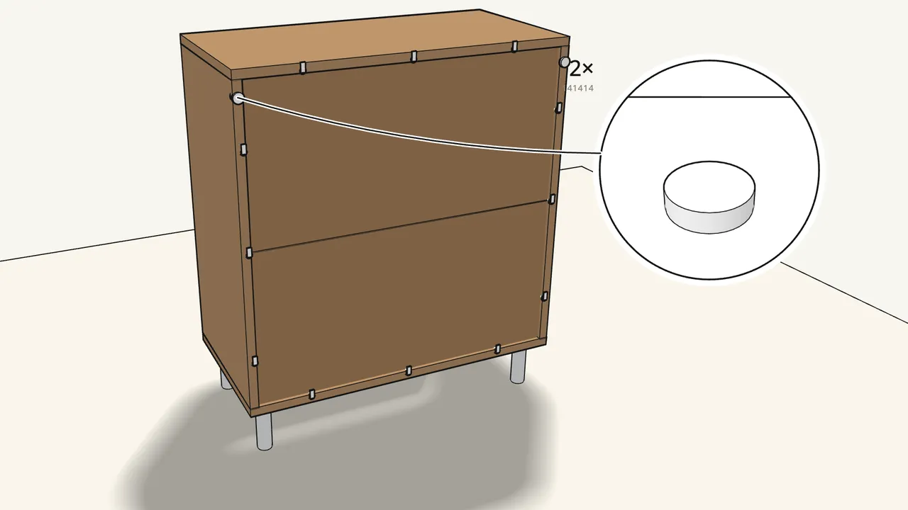 Step 10: Turn a knob (141414) onto each connector. — IKEA EKET assembly