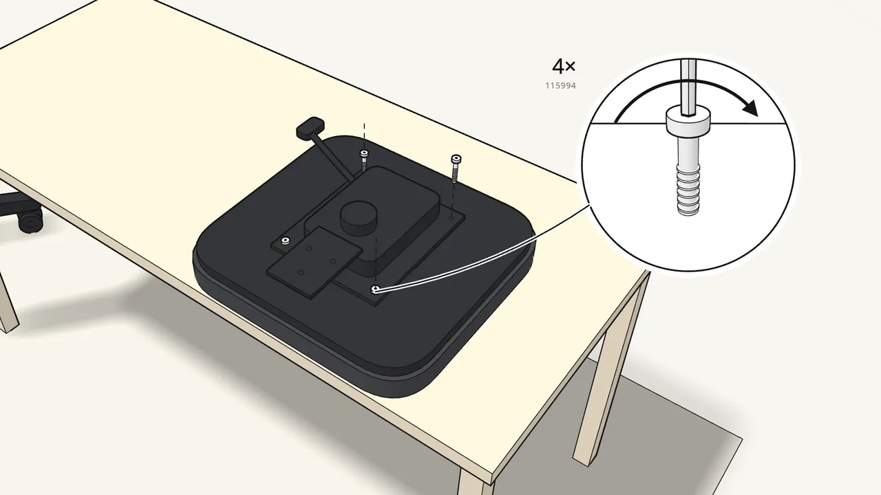Step 7: Lay the seat upside down and place the mechanism on it. — IKEA FLINTAN assembly