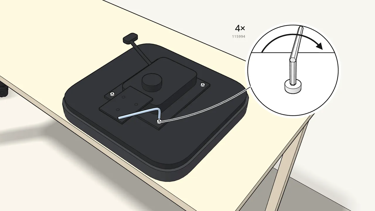 Step 8: Tighten the 4 bolts with the Allen key. — IKEA FLINTAN assembly
