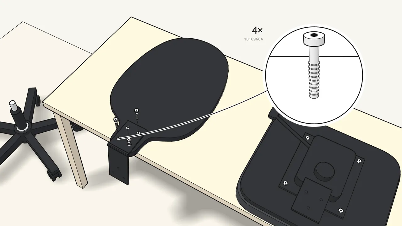 Step 9: Fix the bracket to the backrest with 4 bolts (10169664). — IKEA FLINTAN assembly