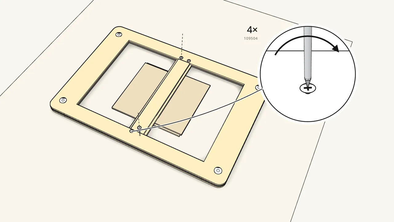 Step 4: Fasten the crossbar with 4 screws (109504), in order 1–2–3–4. — IKEA FLISAT assembly