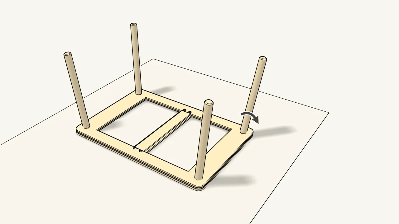 Step 5: Screw the 4 legs into the corner fittings by hand. — IKEA FLISAT assembly