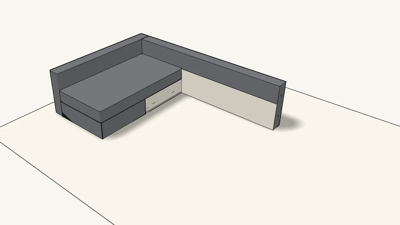 Step 5: Push the chaise into the corner against the backrest. — IKEA FRIHETEN assembly