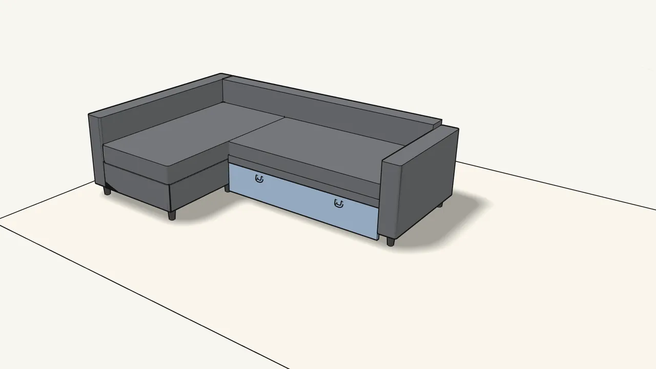 Step 19: Stand the sofa up and push the bed base in underneath. — IKEA FRIHETEN assembly