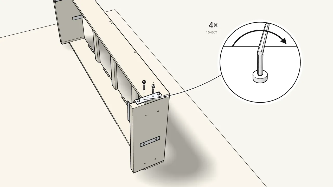 Step 5: Screw a plate (152096) and a bracket (152124) to each end. — IKEA FRIHETEN assembly