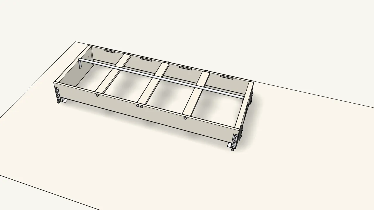 Step 11: Lay the long bar into the mechanism at both ends. — IKEA FRIHETEN assembly
