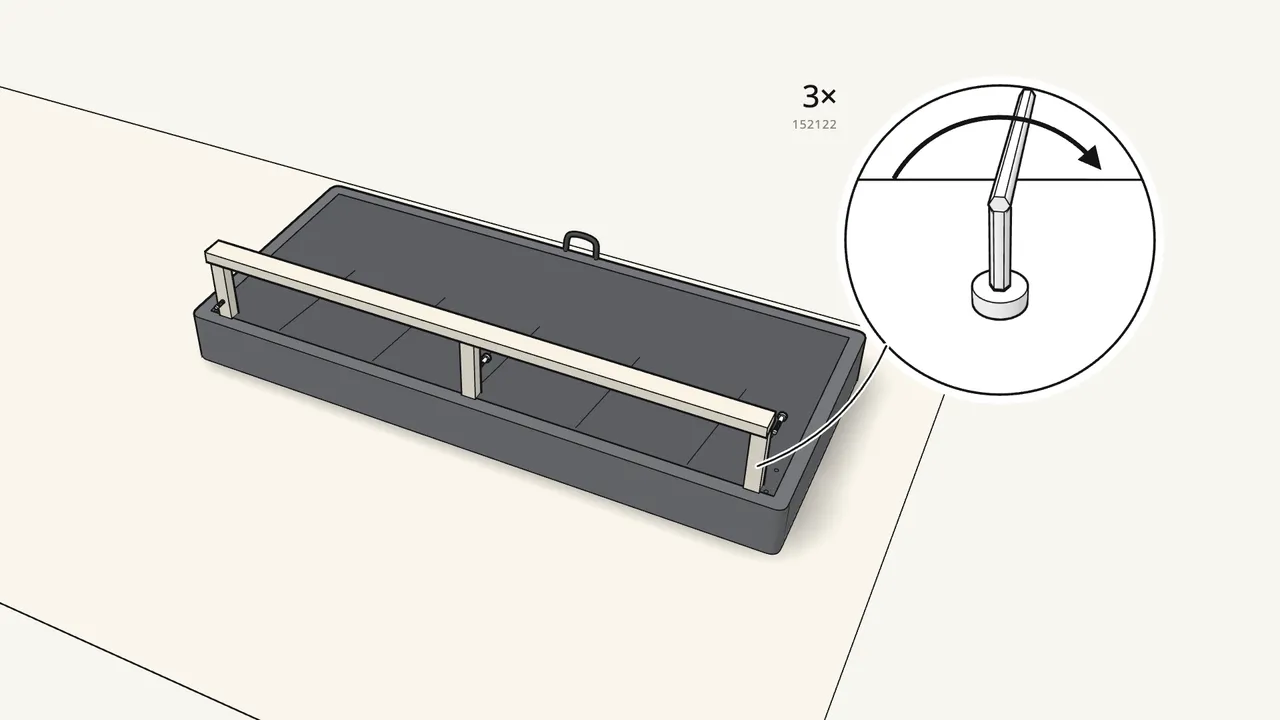 Step 14: Place the back brace on the seat and fix it with 3 bolts (152122). — IKEA FRIHETEN assembly
