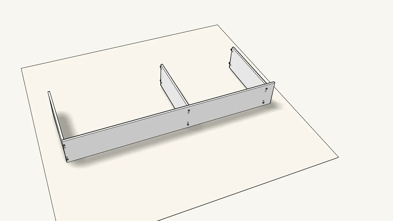 Step 2: Fit the three panels onto one side panel. — IKEA GERSBY assembly
