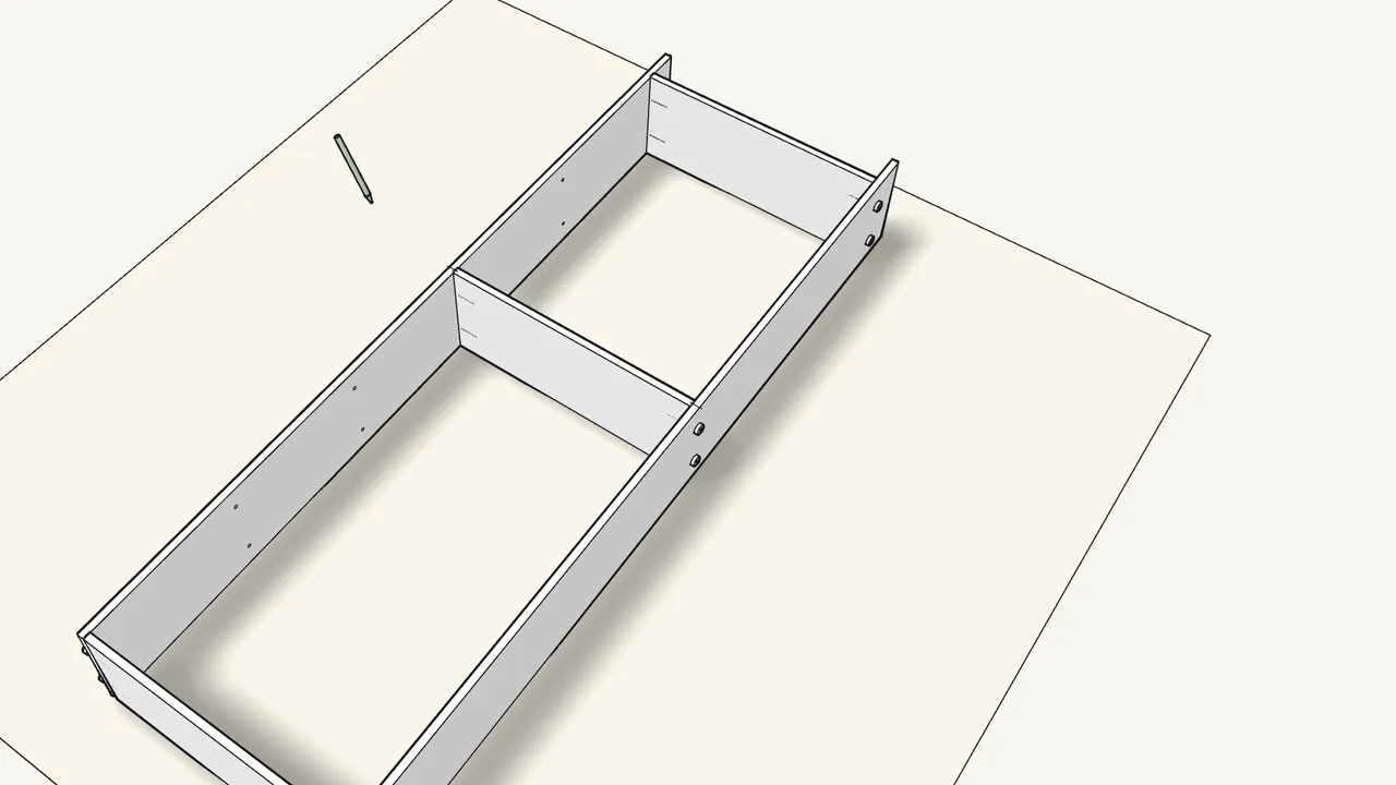 Step 7: Mark the middle of the fixed shelf on both sides. — IKEA GERSBY assembly