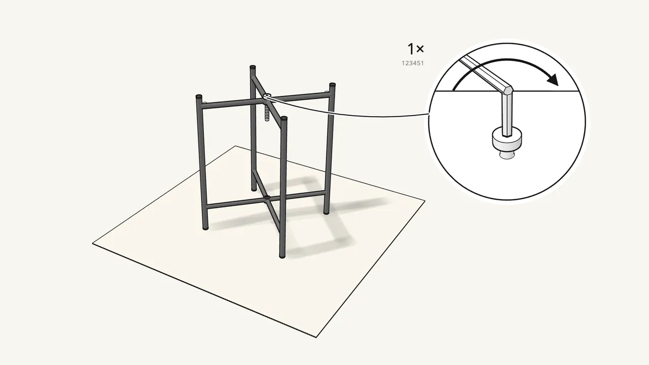 Step 1: Screw the leg frames together at the top crossing. — IKEA GLADOM assembly