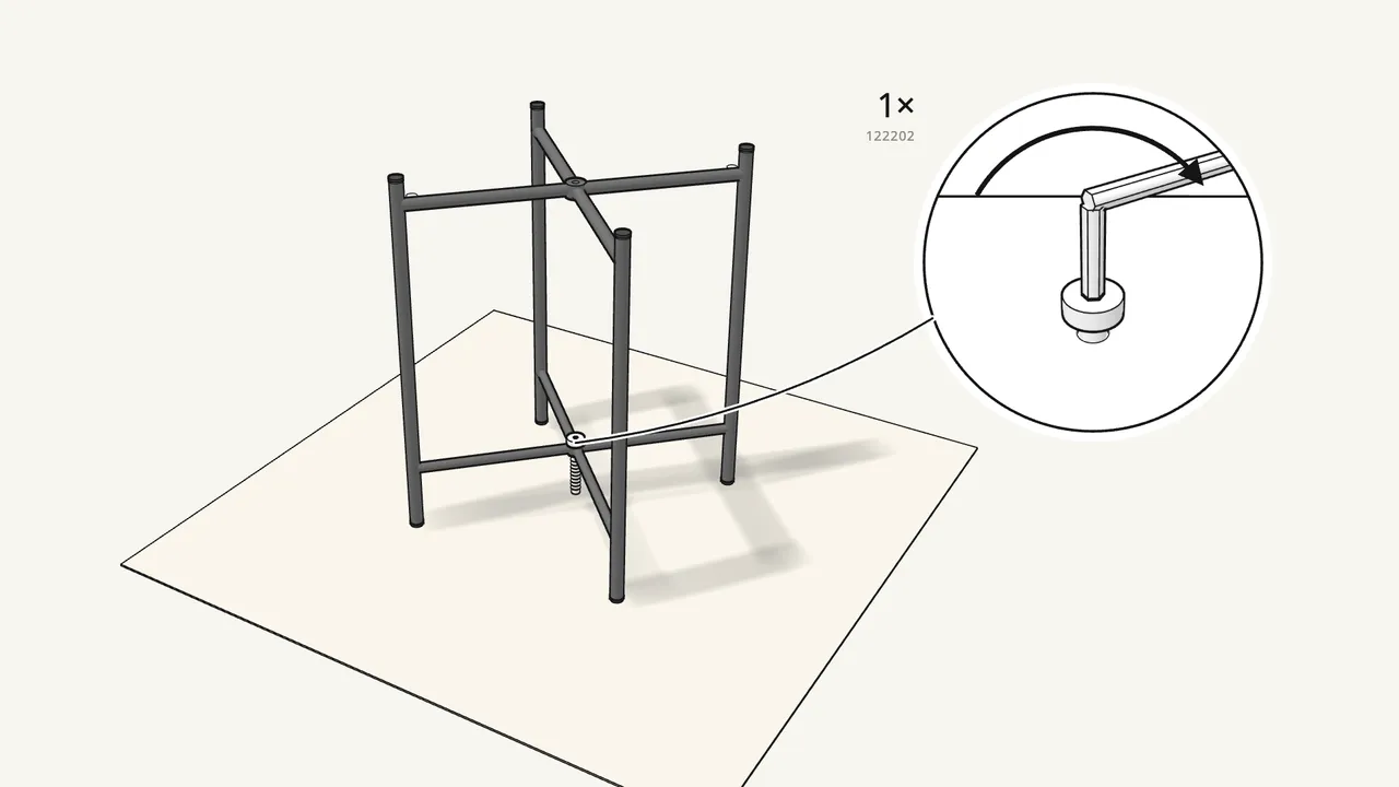 Step 2: Screw the frames together at the bottom crossing. — IKEA GLADOM assembly