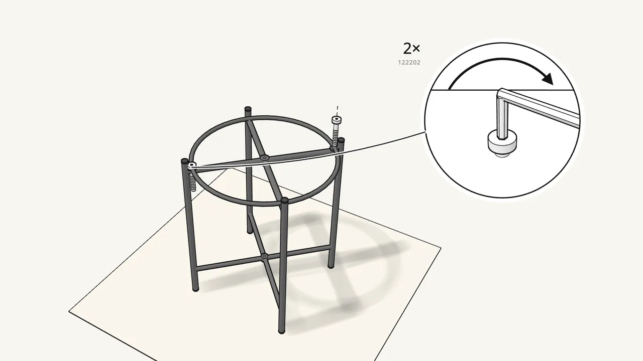 Step 4: Fix the ring with 2 screws (122202). — IKEA GLADOM assembly