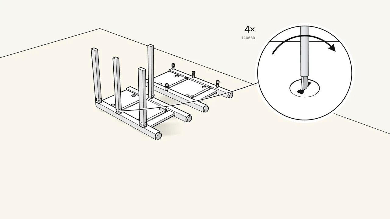 Step 8: Insert 4 cam locks (110630) and turn them clockwise. — IKEA HEMNES assembly