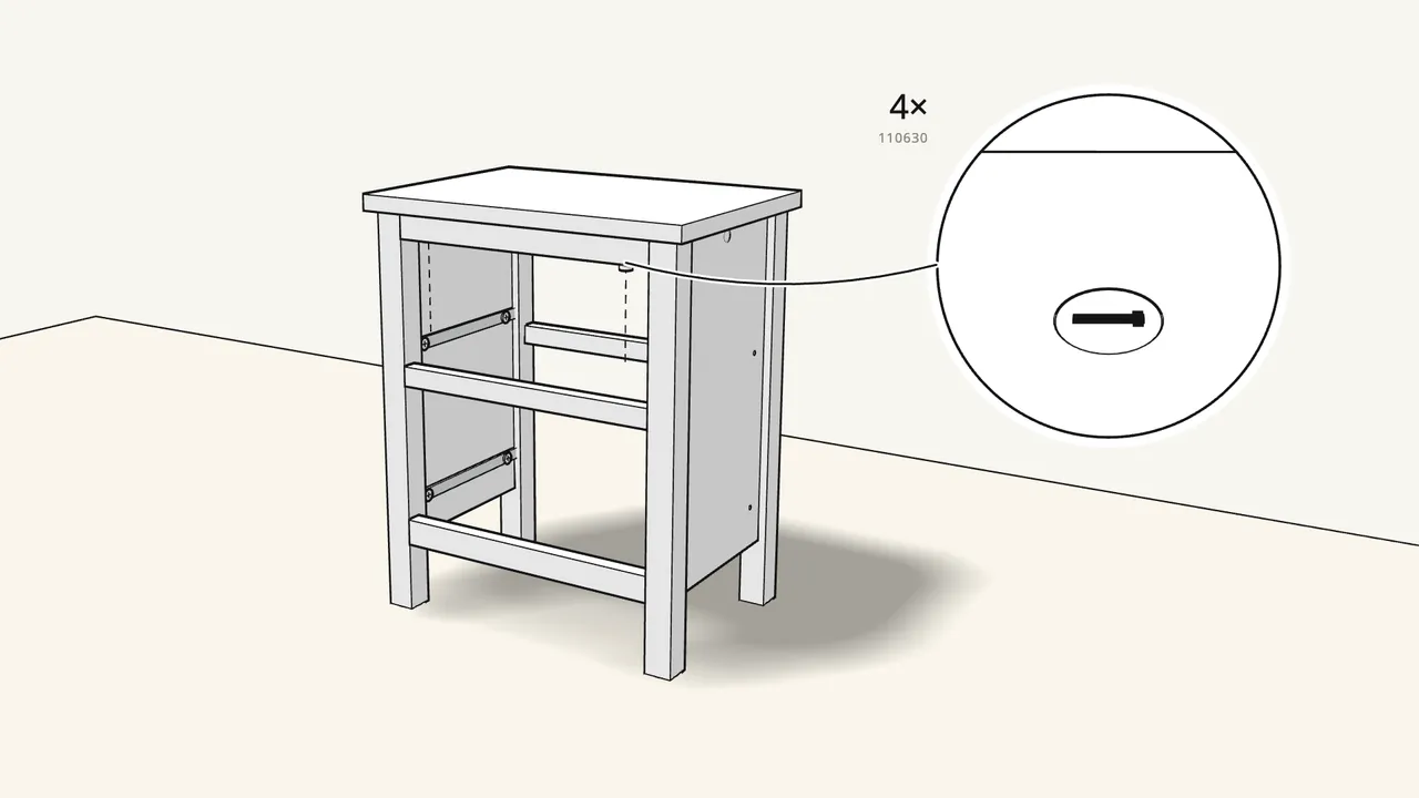 Step 12: Lower the top on. Lock with 4 cam locks (110630). — IKEA HEMNES assembly