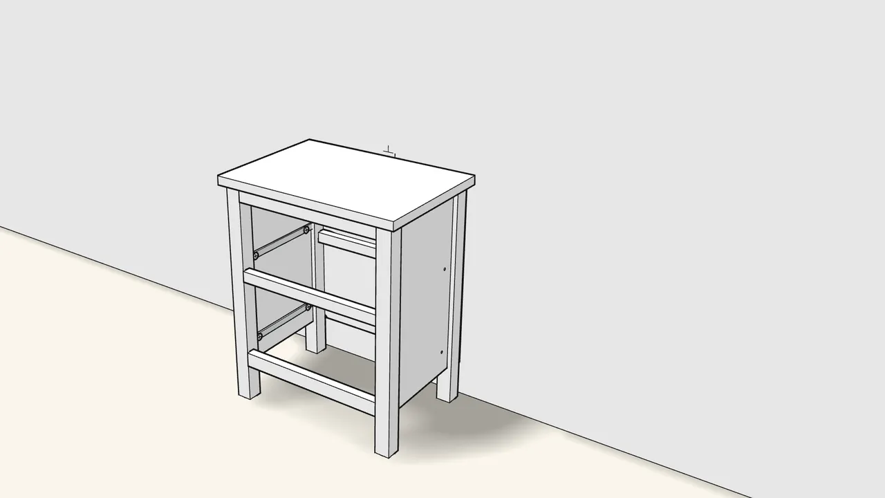 Step 15: Mark the centre of the top on the wall, then 4 cm below it. — IKEA HEMNES assembly