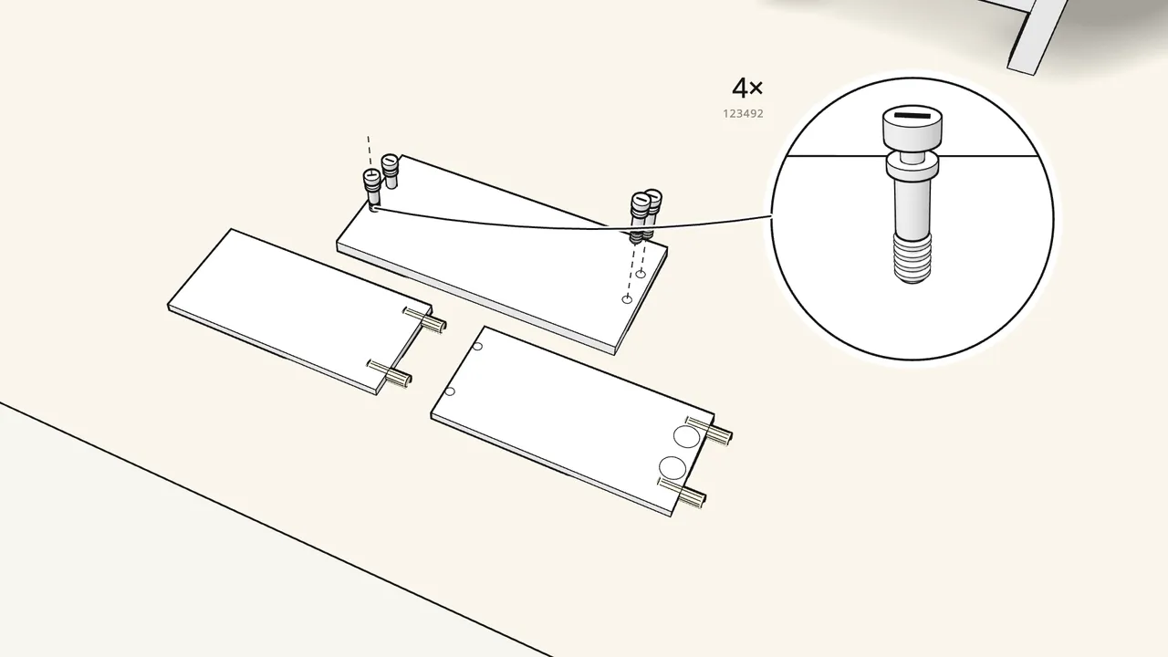 Step 18: Sides: 4 dowels (101345). Drawer front: 4 cam bolts (123492). — IKEA HEMNES assembly