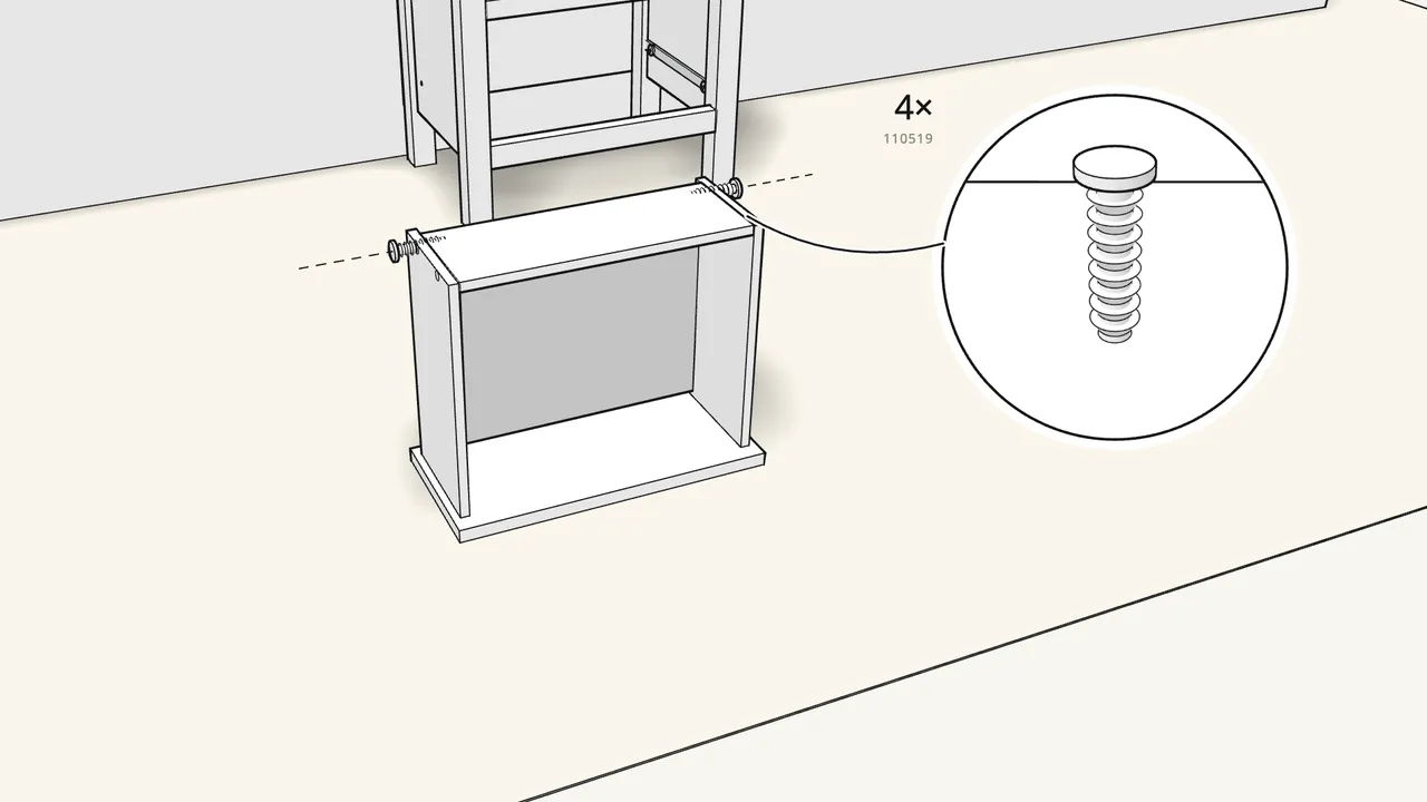 Step 20: Slide in the bottom, add the back and tap in 4 screw-dowels. — IKEA HEMNES assembly