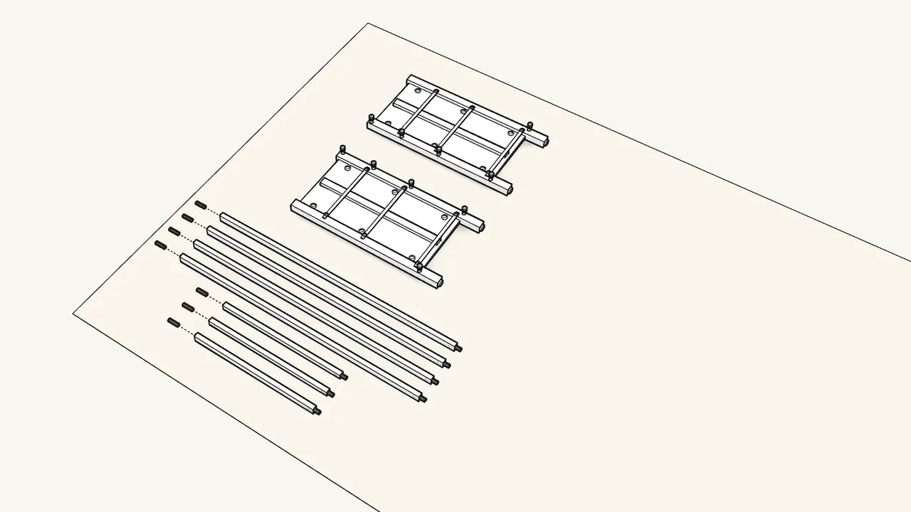 Step 6: Screw 10 cam bolts (118331) into the legs. Push 14 dowels into the rails. — IKEA HEMNES assembly