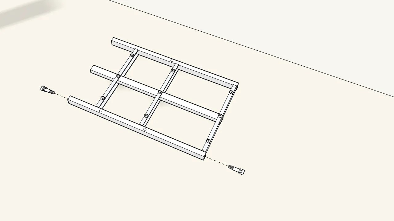 Step 8: Centre divider: screw runners to both sides, 9 screws (108462) per side. — IKEA HEMNES assembly