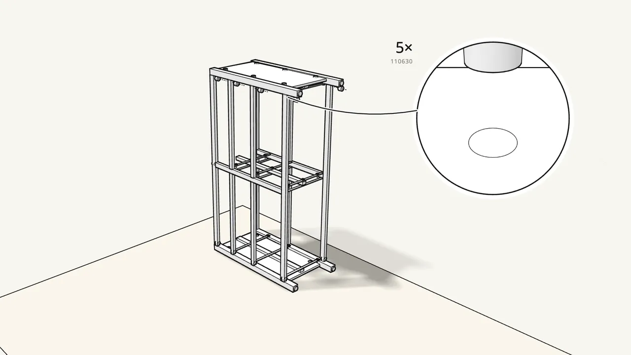 Step 11: Lay the second frame on top. Lock with 5 cam locks. — IKEA HEMNES assembly