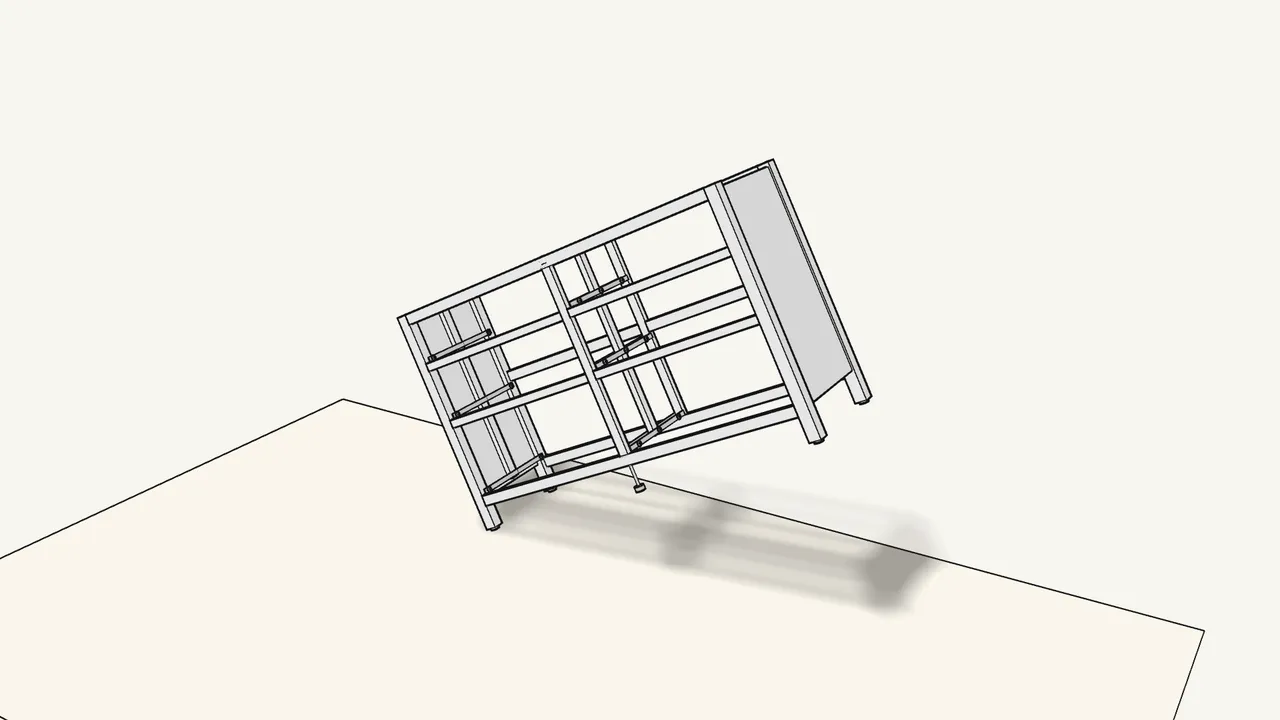 Step 12: Screw in the adjustable foot (107862), then stand the dresser up. — IKEA HEMNES assembly