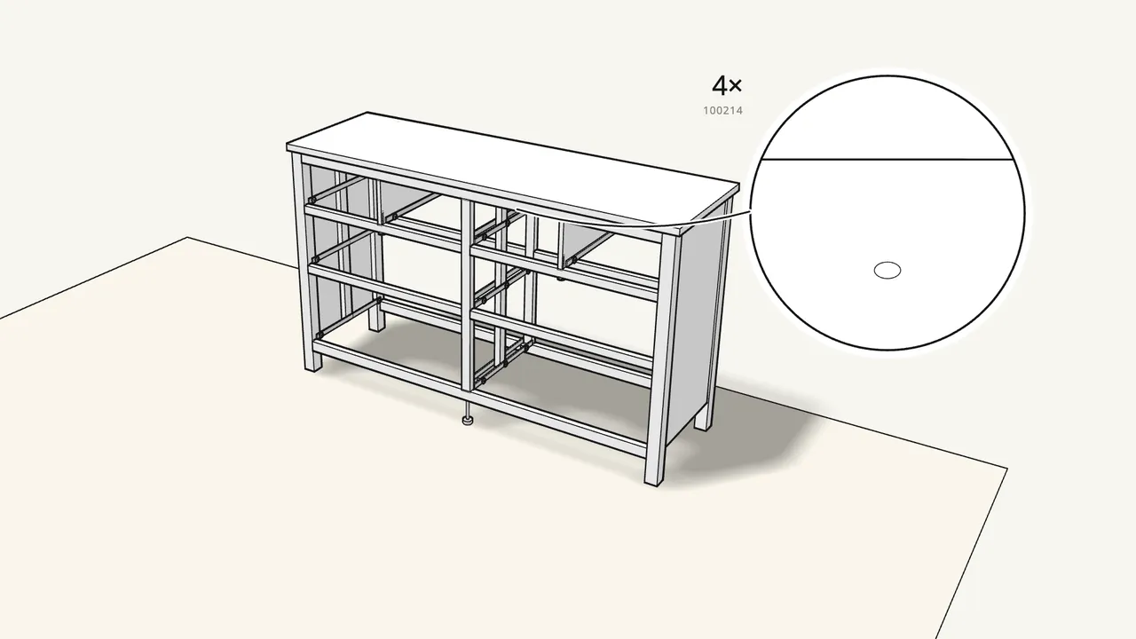 Step 15: Push in 6 dowels, lower the top on and screw it from below. — IKEA HEMNES assembly