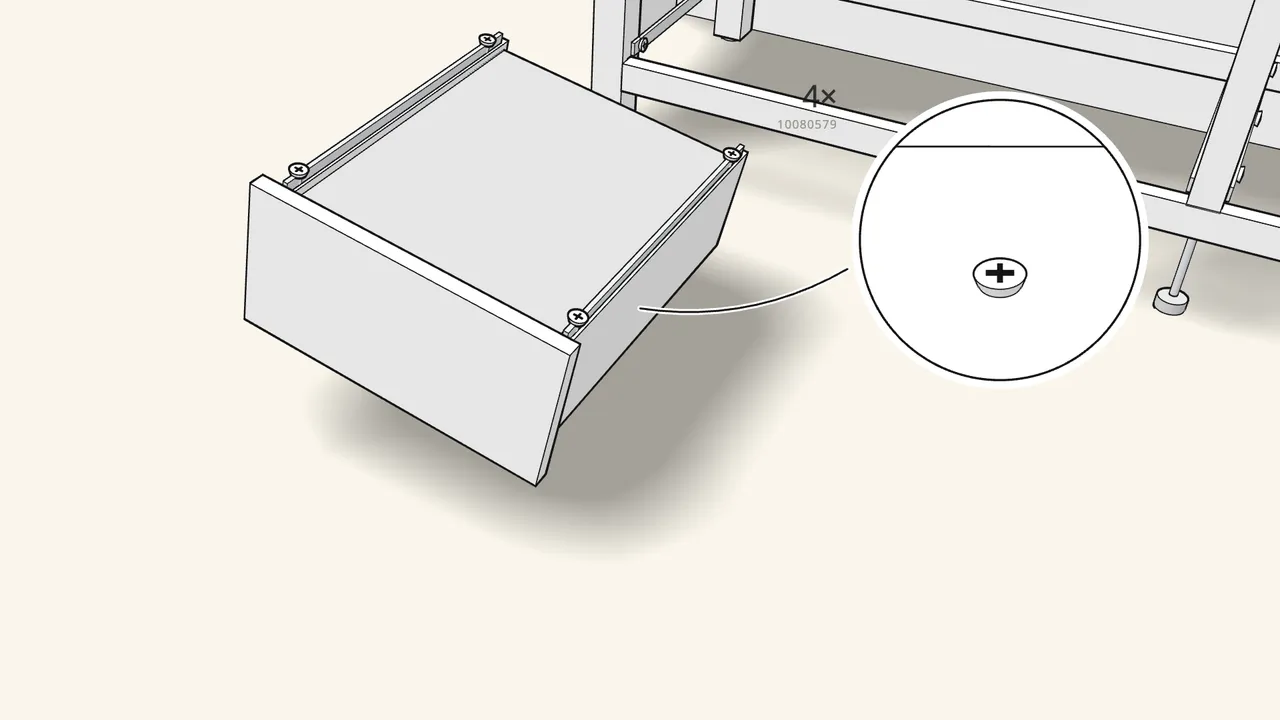 Step 23: Turn it over and screw on the 2 runners (4 screws 10080579). — IKEA HEMNES assembly