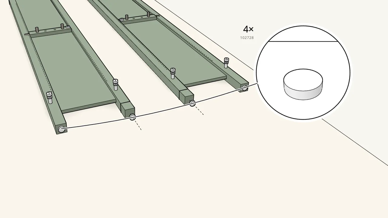 Step 5: Screw the 4 adjustable feet (102728) into the leg ends. — IKEA HEMNES assembly