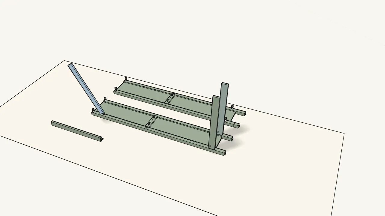 Step 6: Push a dowel (101350) into each rail and stand the 4 rails on the side. — IKEA HEMNES assembly