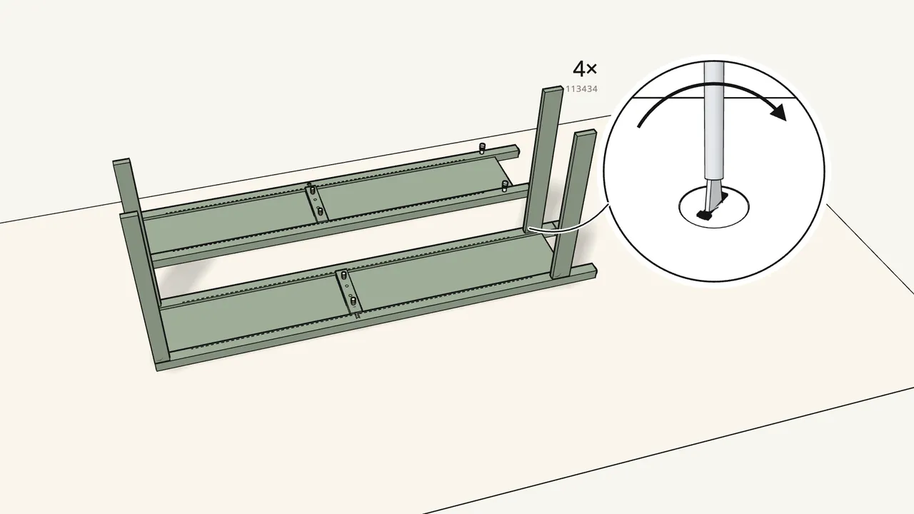 Step 7: Insert 4 cam locks (113434) and turn them clockwise. — IKEA HEMNES assembly