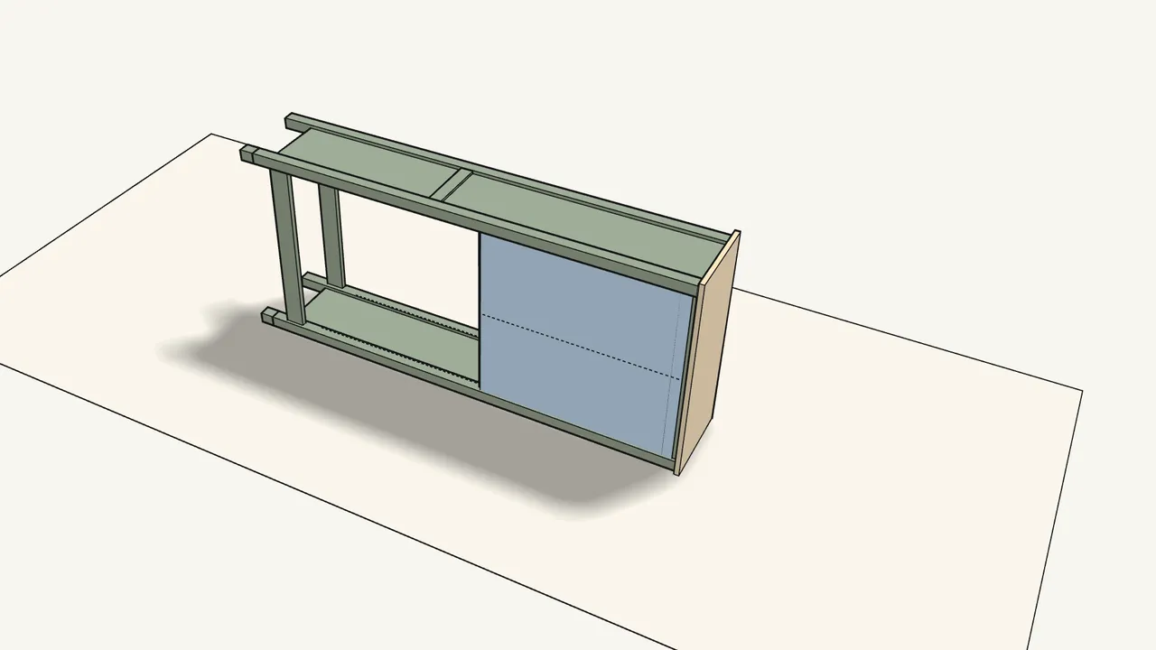 Step 15: Turn the frame onto its side. Slide in the upper back panel. — IKEA HEMNES assembly