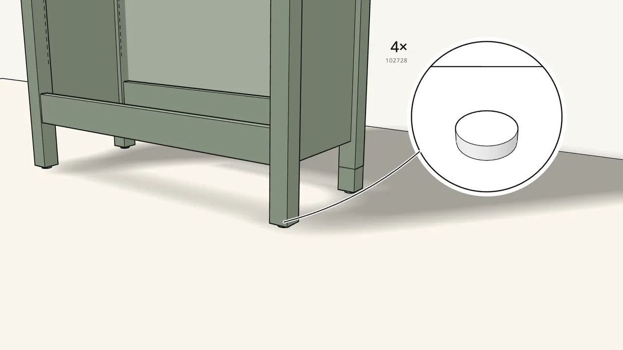 Step 19: Turn the feet to make the bookcase stand level. — IKEA HEMNES assembly
