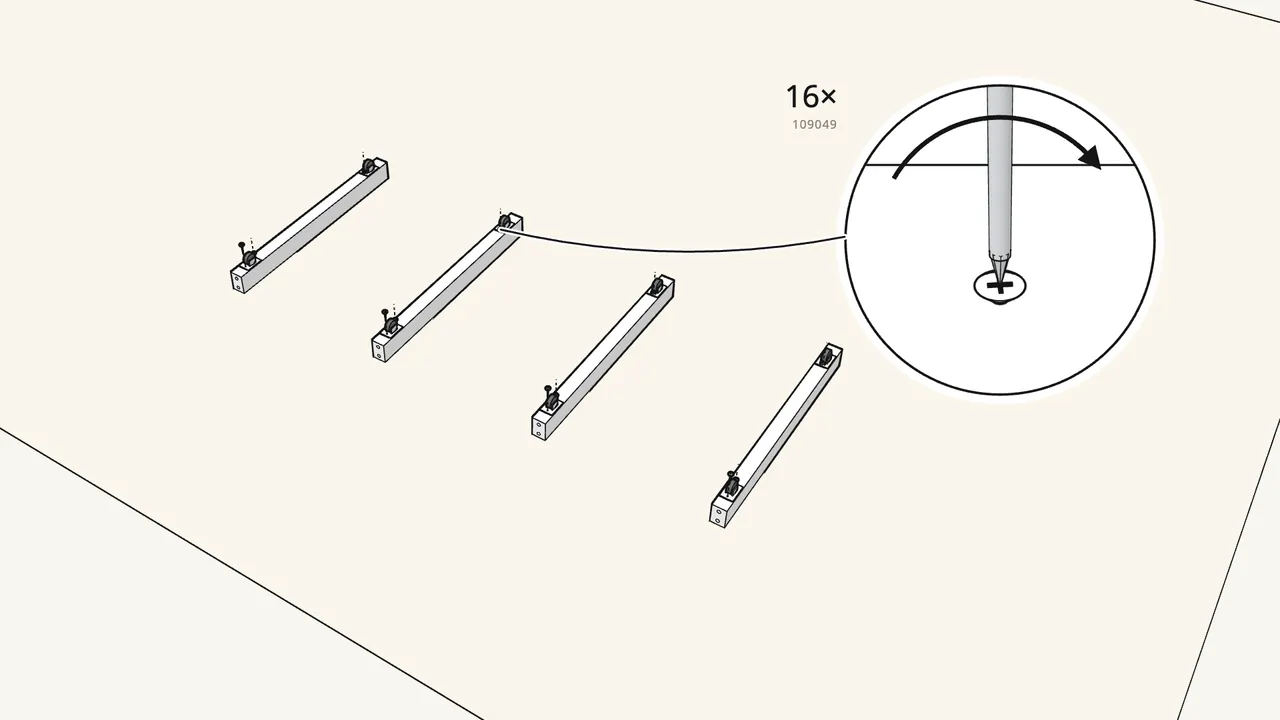 Step 1: Part 1 · pull-out bed. Screw 2 castors under each beam. — IKEA HEMNES assembly