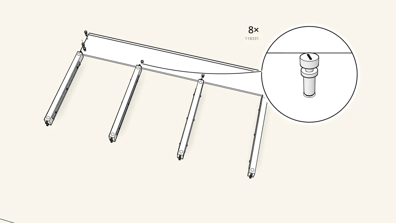 Step 4: Fit the slat strip and 2 brackets to the long back panel. — IKEA HEMNES assembly