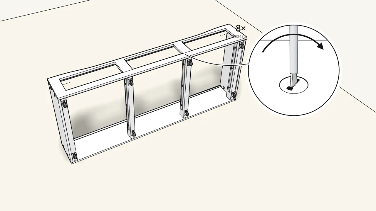 Step 8: Turn the front panel over onto the frame. Lock 8 cam locks. — IKEA HEMNES assembly