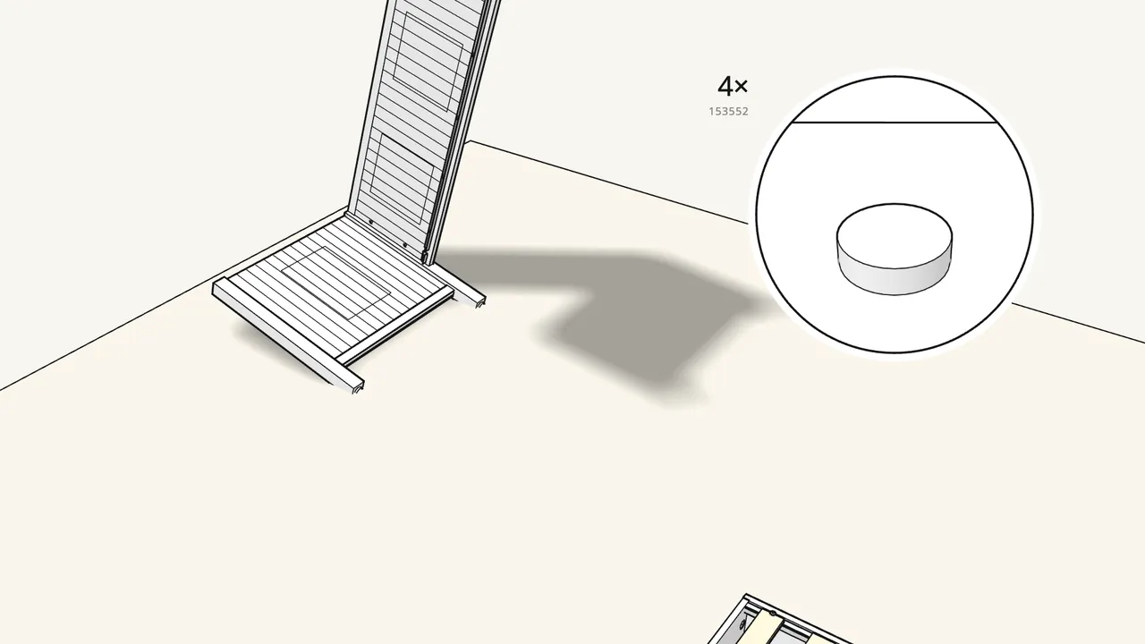 Step 14: Push 4 glides (153552) onto the leg ends. Turn the frame over. — IKEA HEMNES assembly