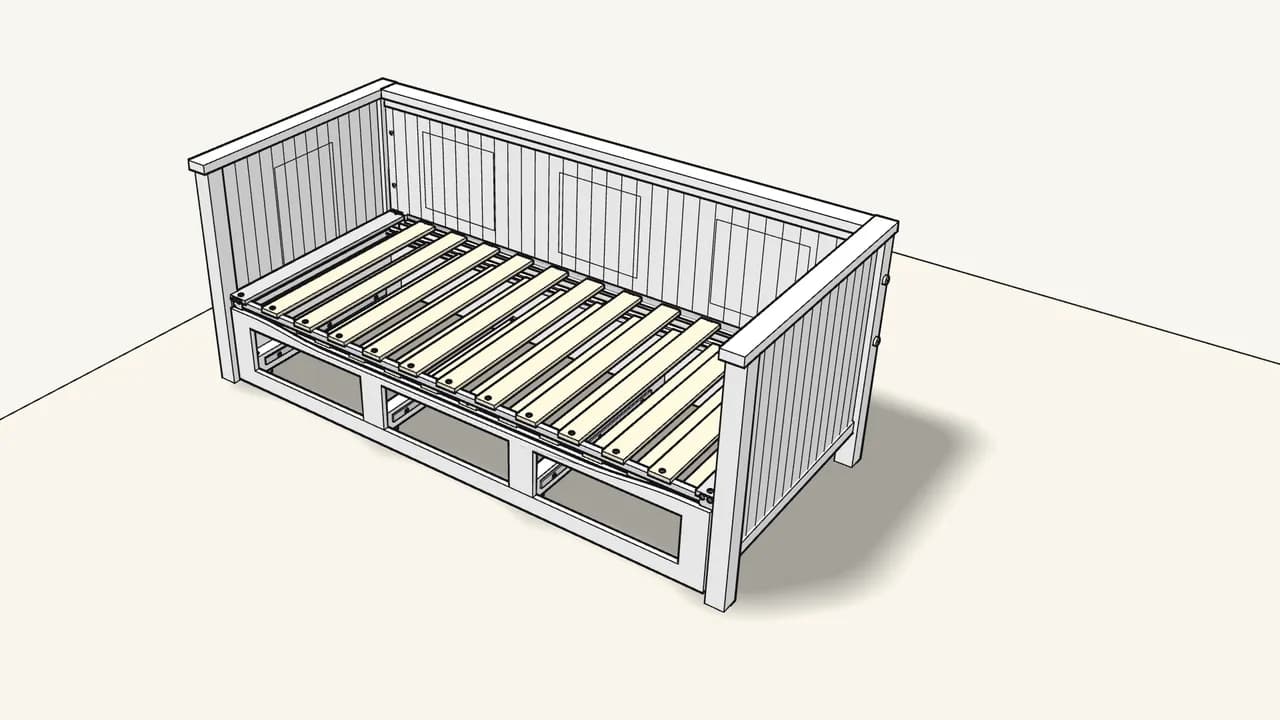 Step 20: Tap the top rails on: back first, then both ends. — IKEA HEMNES assembly