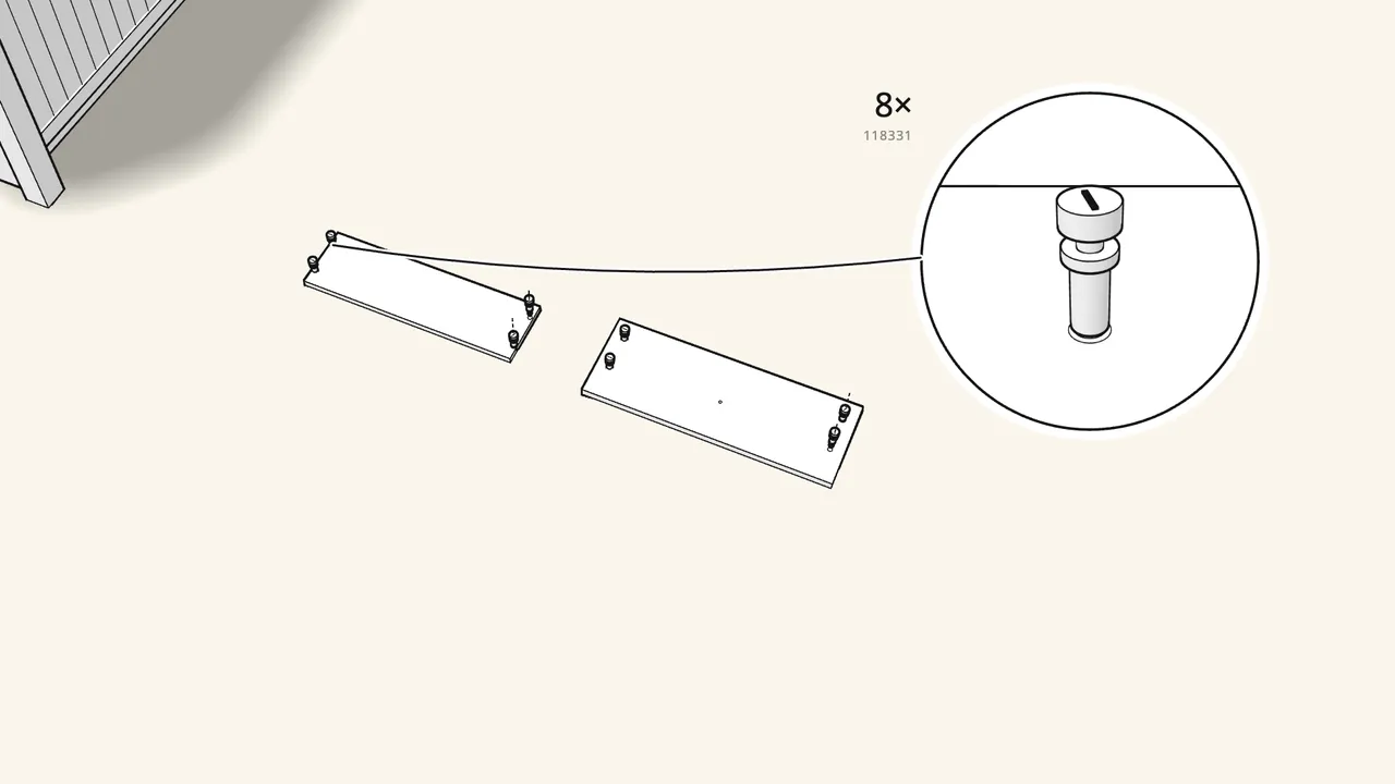 Step 21: Part 3 · drawers. Screw 8 cam bolts (118331) into back and front. — IKEA HEMNES assembly
