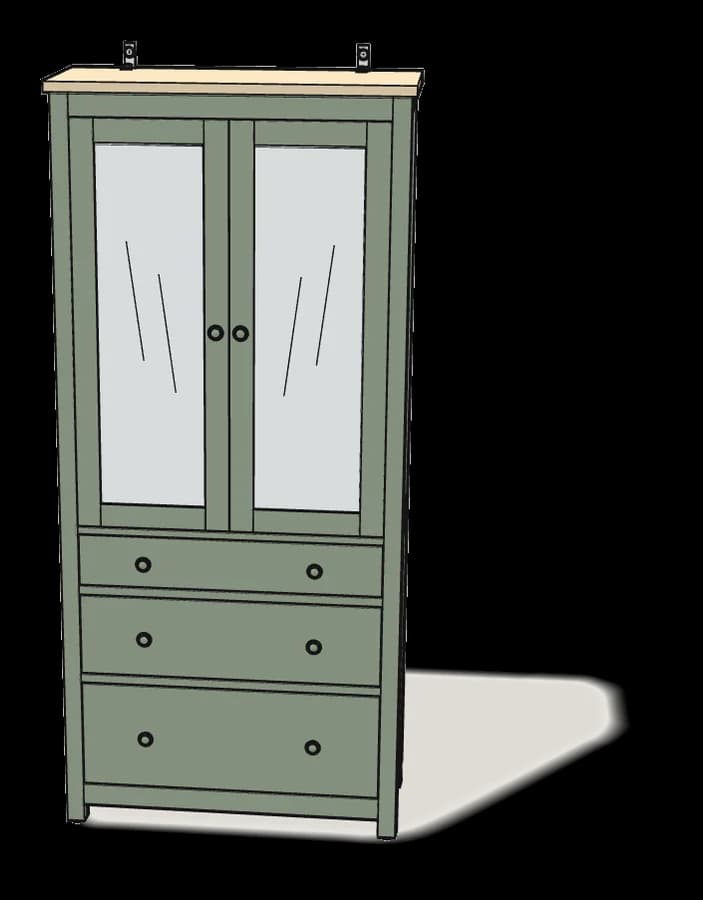 IKEA HEMNES Glass-Door Cabinet with 3 Drawers, assembled