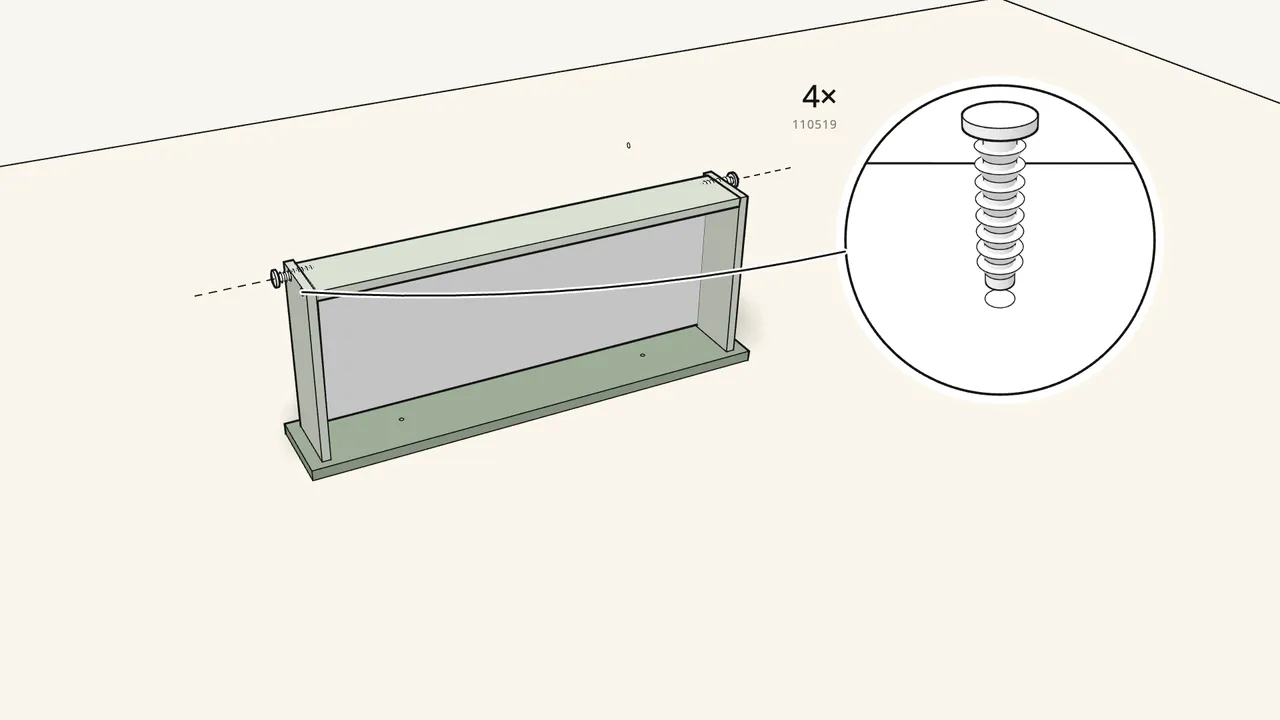 Step 3: Slide in the bottom, fit the back and tap in 4 screw dowels. — IKEA HEMNES assembly
