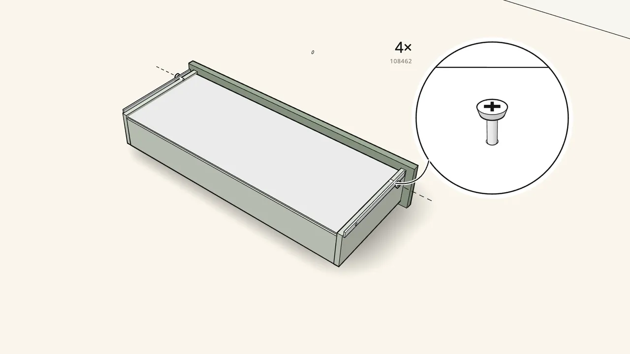 Step 4: Turn the drawer over. Screw on 2 runners (130501). — IKEA HEMNES assembly