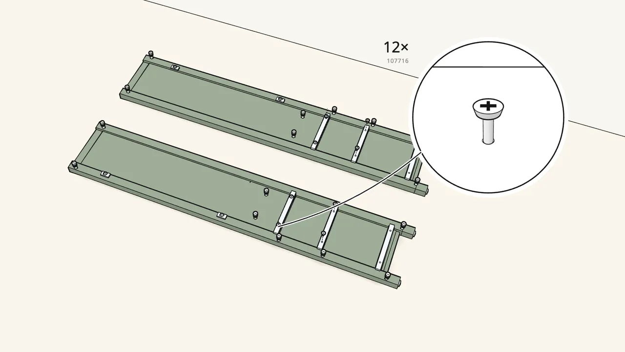 Step 10: Fit 4 hinge plates (128711), then 6 runners (130501). — IKEA HEMNES assembly