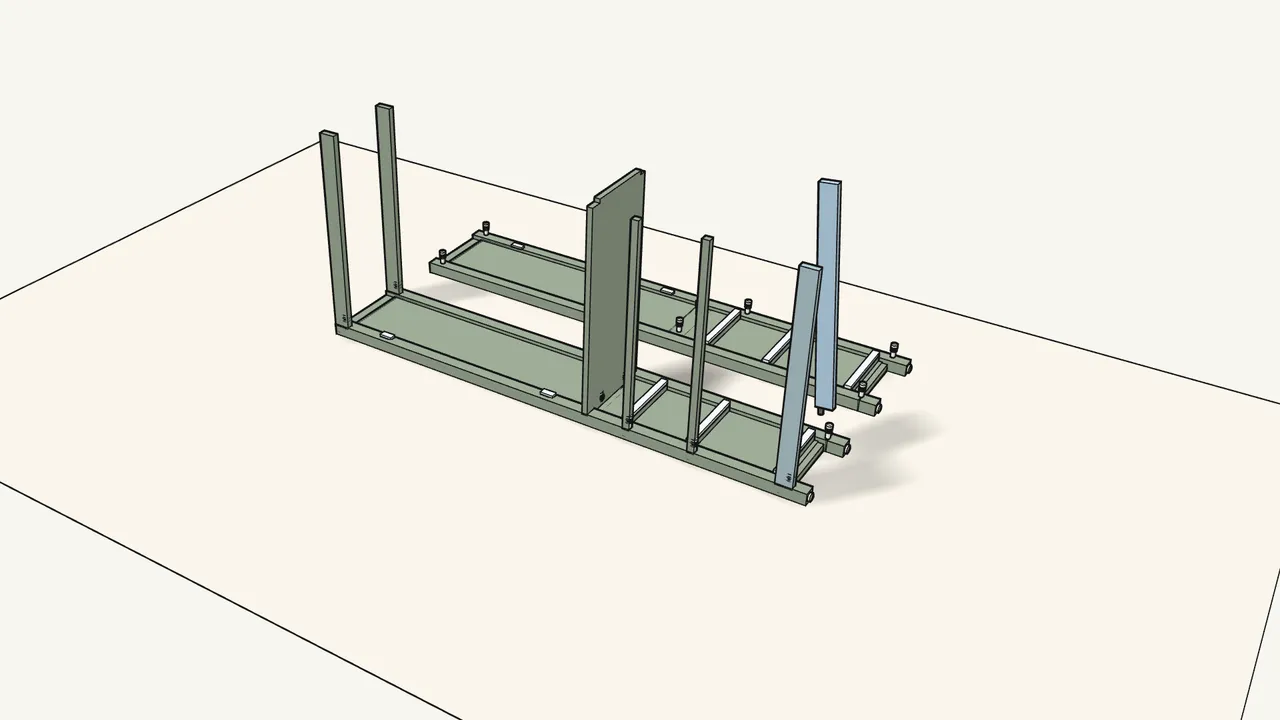 Step 12: Push a dowel (101350) into each rail. Stand the 6 rails on the frame. — IKEA HEMNES assembly