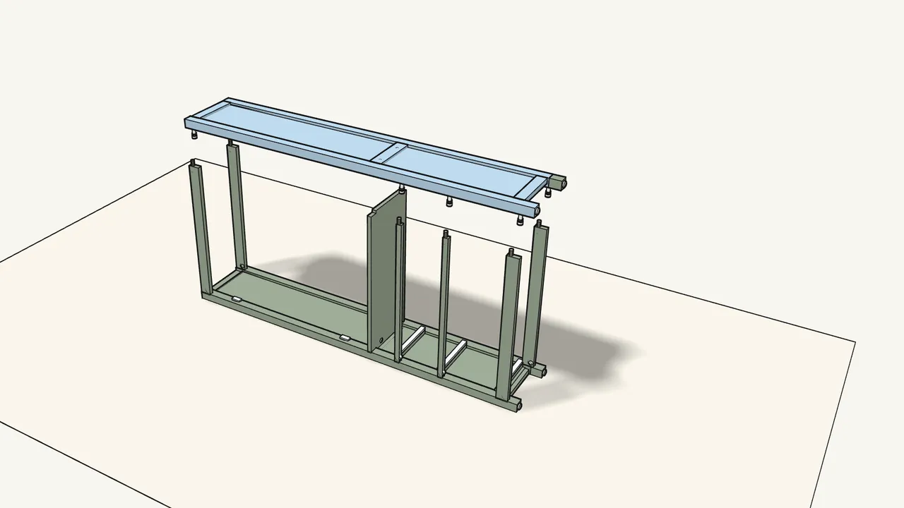 Step 13: Push 6 dowels into the rail tops. Lower the other side frame on. — IKEA HEMNES assembly