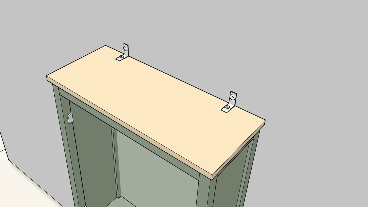 Step 20: Screw 2 wall brackets (119256) onto the top, then fix them to the wall. — IKEA HEMNES assembly